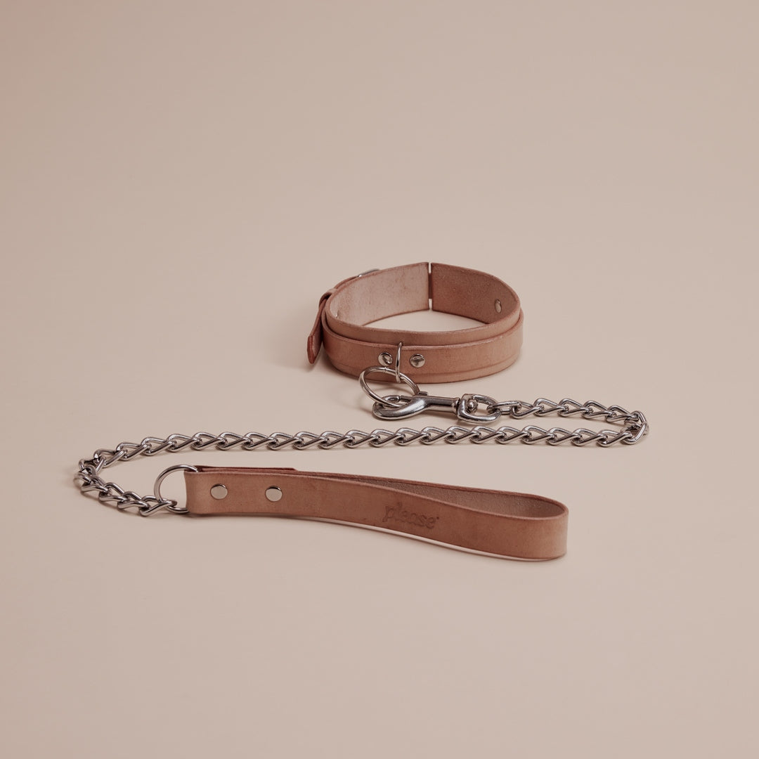 Leather Choker & Lead (Natural)