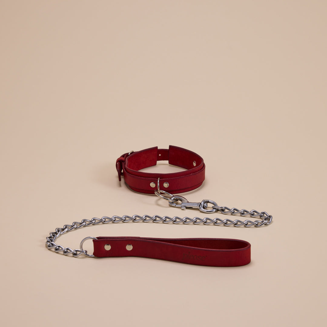 Leather Choker & Lead (Red)